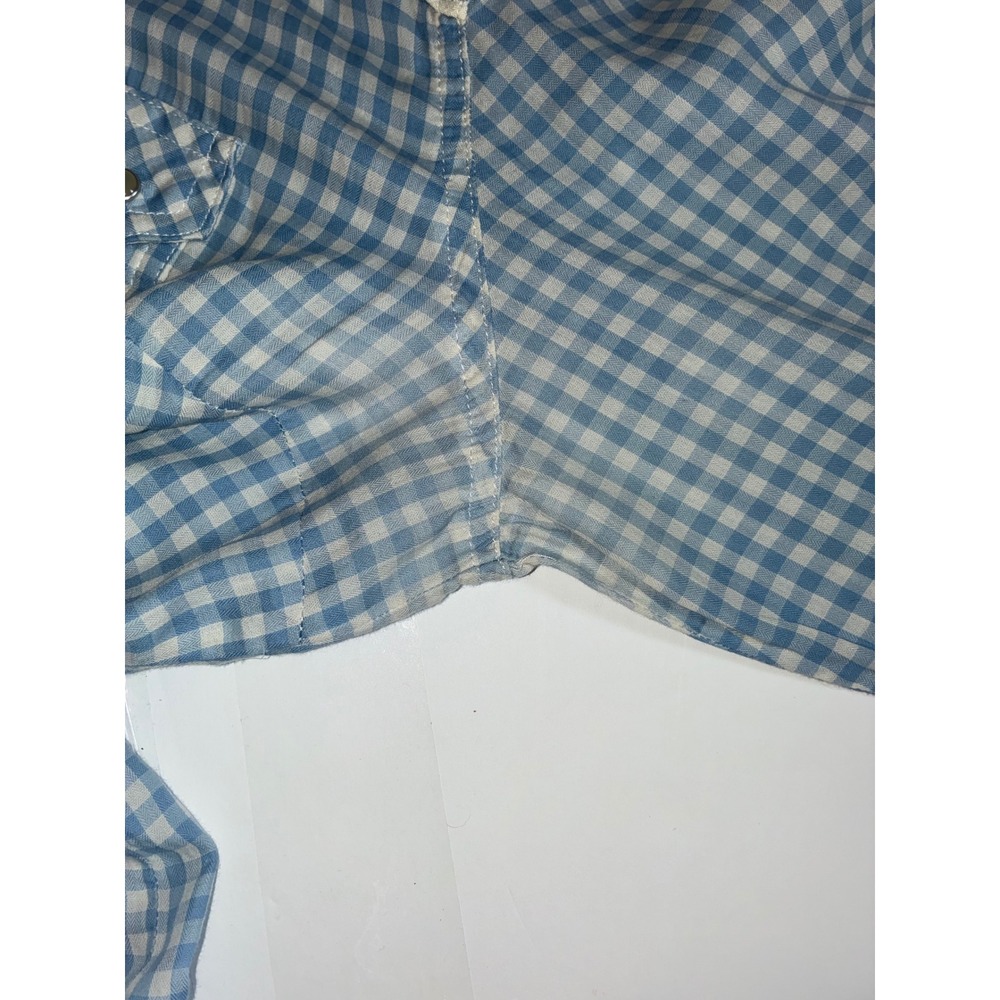 Wrangler Mens L Western Pearl Snap Shirt Blue Gingham Embroidered Cowboy READ - Picture 7 of 10